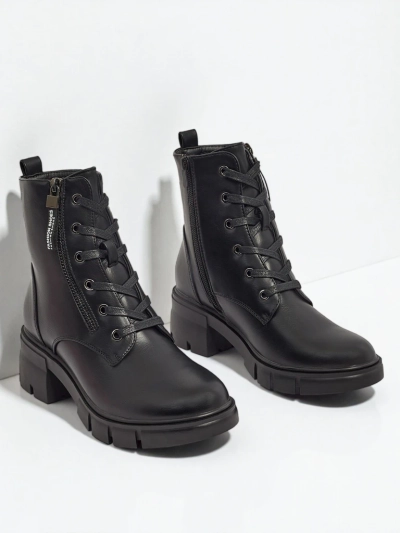 Eko usnjeni ženski gležnarji z vezalkami Nomelira