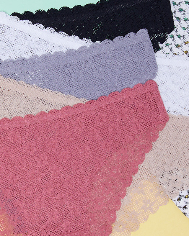 5 ks Bezšvové čipkované dámske nohavičky - spodná bielizeň