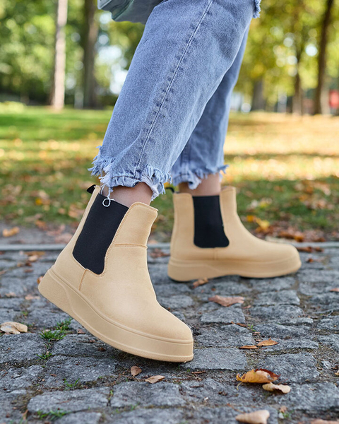 Royalfashion Béžové dámske čižmy a'la snow boots Uteris