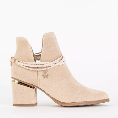 OUTLET Béžové čižmy pre ženy na Sheea stĺpiku - Obuv