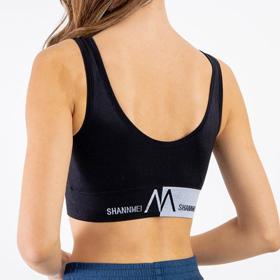 Čierna športová podprsenka s nápismi - Spodná bielizeň