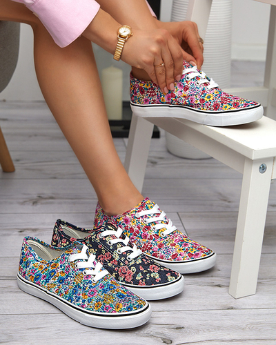 Dámske čierne tenisky s kvetmi Sertoli - Obuv