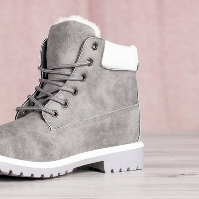 Šedé turistické topánky s izoláciou Polar Bear - Obuv