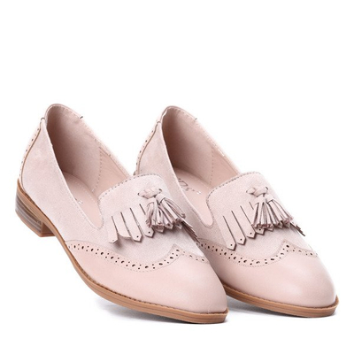 Beżowe mokasyny z frędzlami Phoebe - Obuwie