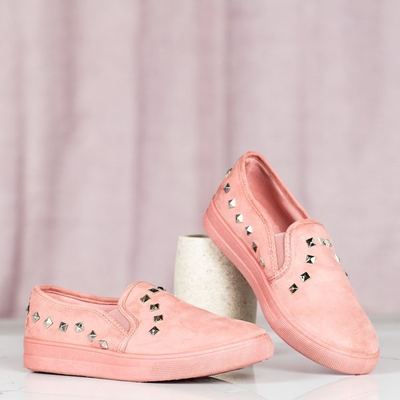 Růžové nazouváky s cvočky Poliana - Obuv