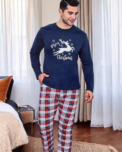 Royalfashion Pánske bavlnené pyžamá v károvanom vzore