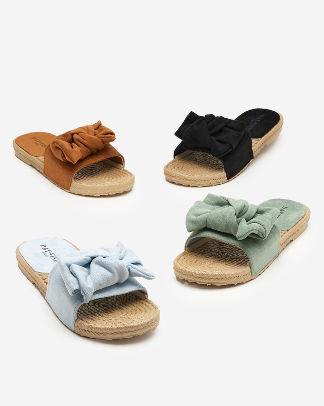 Čierne dámske papuče s mašľou Terina - Obuv