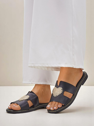 Royalfashion Dámske žabky so srdcom Zlaté srdce