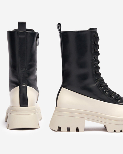 Čierno-béžové dámske vysoké čižmy Susker - Obuv