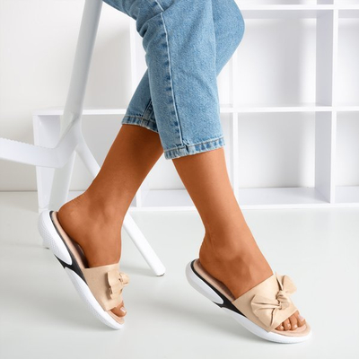 Béžové žabky s mašlí Semuala - Obuv 1