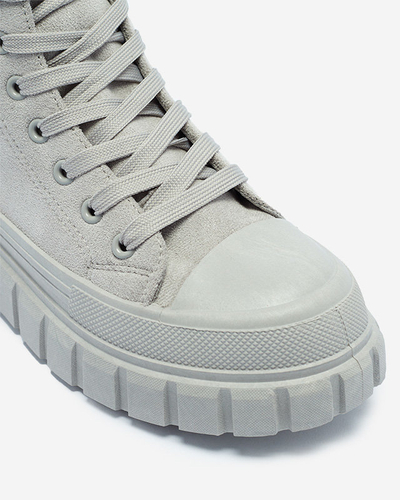 OUTLET Svetlosivé dámske šnurovacie športové topánky a'la tenisky Netara - Obuv