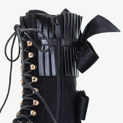 Čierne dámske čižmy s ornamentmi Farida - Obuv