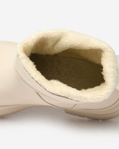 Royalfashion Béžové matné dámske čižmy s hrubšou podrážkou Holeopi