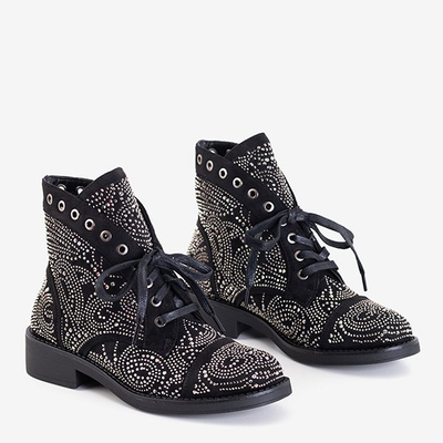 Čierne dámske topánky s kubickým zirkónom Elwira - Obuv