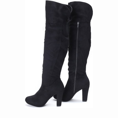 Czarne kozaki na słupku May - Obuwie