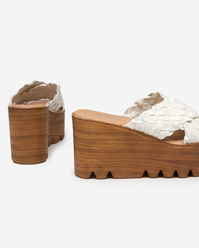 Biele dámske klinové sandále Balbanina - Obuv