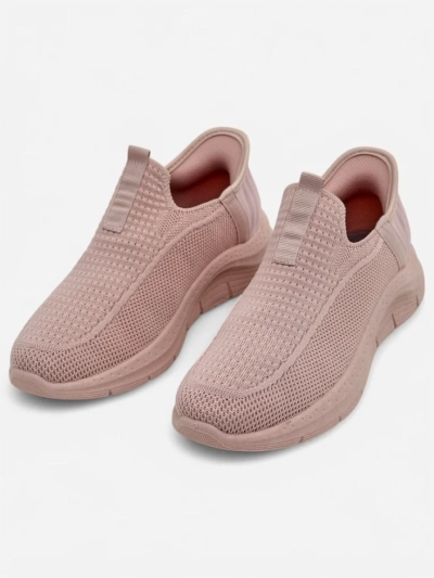 Ženske superge Apollo Rosa – roza čevlji slip-on iz tkanine na ravnem podplatu