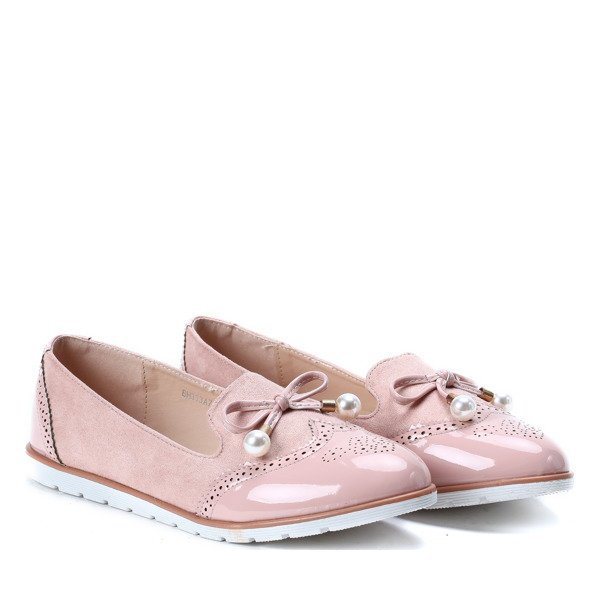 Różowe mokasyny z perełkami Lynh - Obuwie