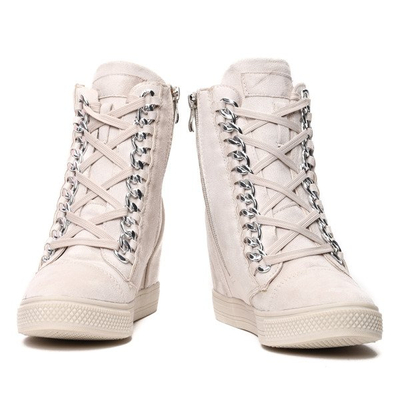 Beżowe sneakersy na krytym koturnie Savanetha - Obuwie