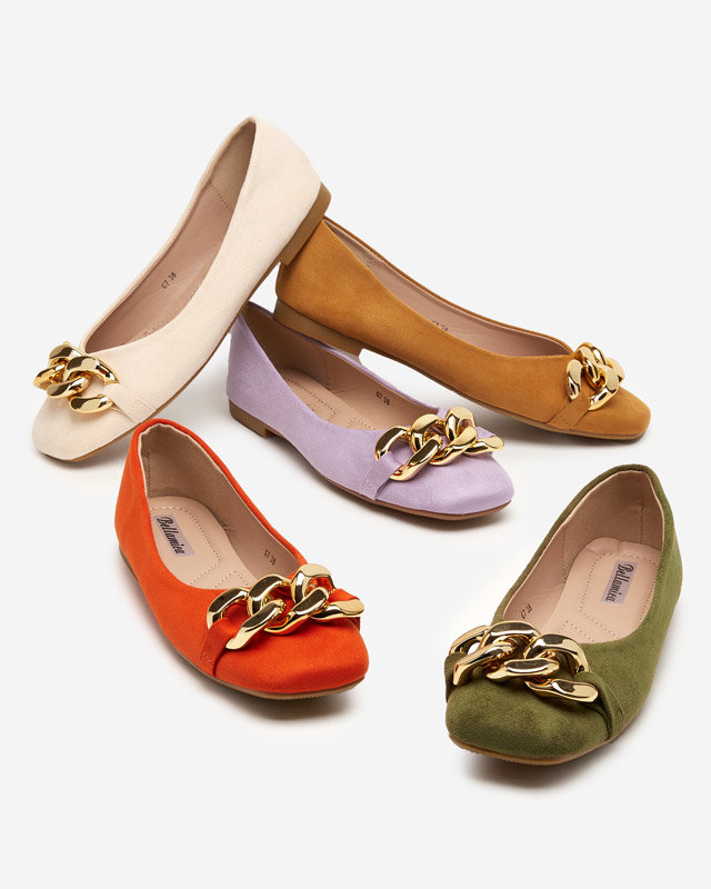 OUTLET Fialové dámske balerínky so zdobením Caviene - Obuv