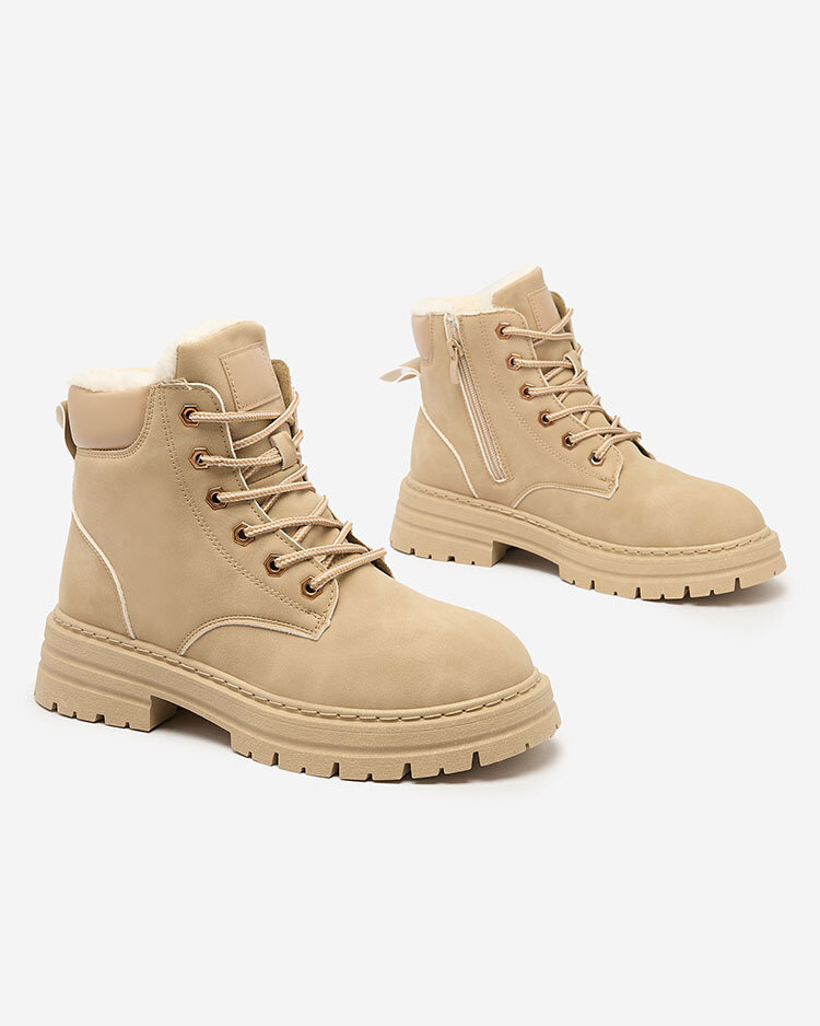 Royalfashion Béžové dámske zateplené trapperské čižmy Radoras