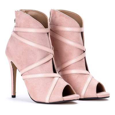 Różowe botki na szpilce Rimy - Obuwie