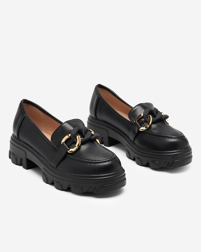 OUTLET Dámske čierne topánky s hrubou podrážkou so zdobením Simero - Obuv