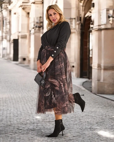 Royalfashion Dvojvrstvová midi sukňa pre ženy