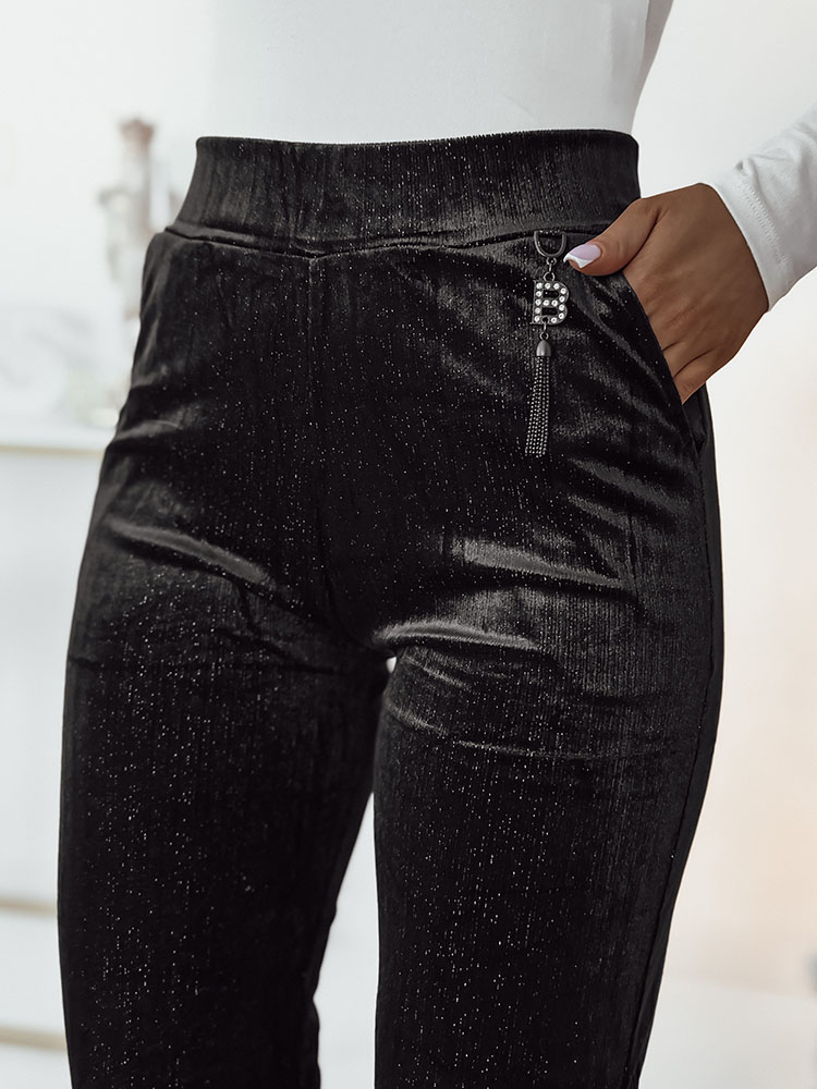 Royalfashion Tmavohnedé manšestrové nohavice pre ženy