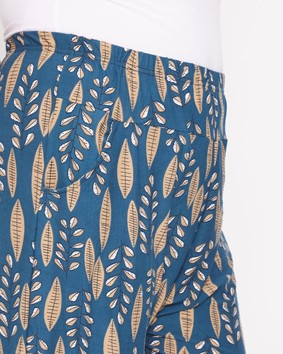 Zeleno-béžové vzorované dámske nohavice - Oblečenie