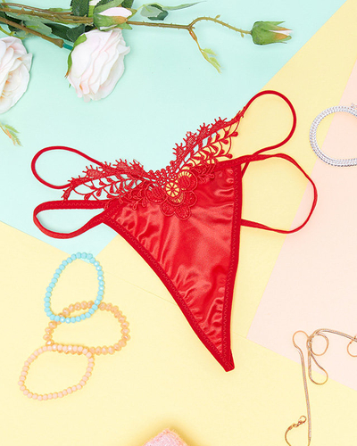 Dámske červené čipkované tangá - Spodná bielizeň