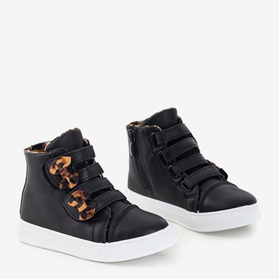 Čierne detské športové tenisky s mašličkami pantloye - Obuv