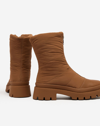 Royalfashion Dámske čižmy Tainve Beige na plochom podpätku