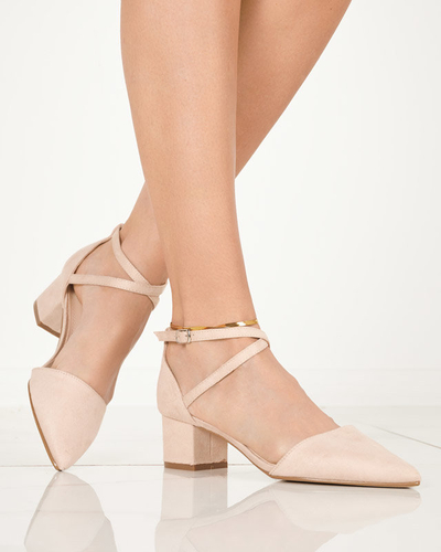 Dámske béžové sandále na stĺpiku Crisco - Obuv