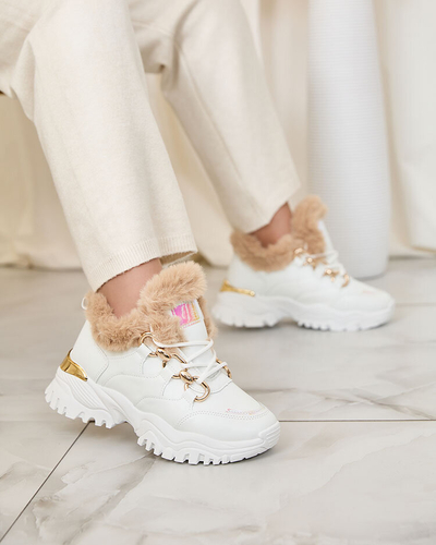 Royalfashion Biele dámske športové tenisky s kožušinkou Wicallen