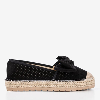 Černé prolamované espadrilles na platformě s lukem Mimilla - Obuv 1
