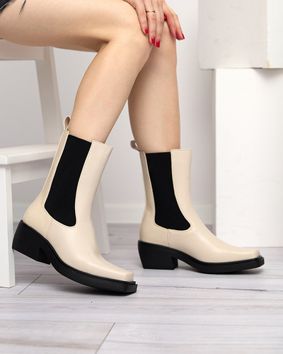 Béžové dámske vysoké slip on čižmy Darran - Obuv