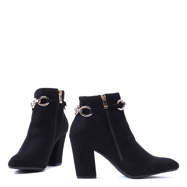 Czarne botki z łańcuszkiem Jolie - Obuwie