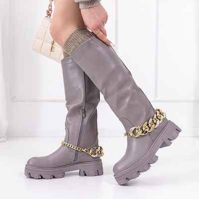 OUTLET Dámske svetlofialové čižmy s retiazkou Sudzi- Obuv