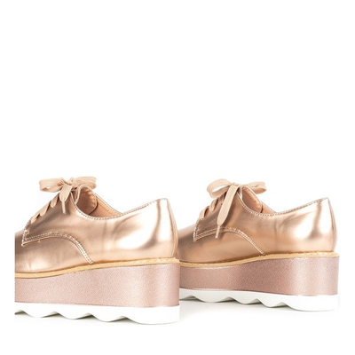 Półbuty w stylu oxfordek na platformie w kolorze różowego złota Oro - Obuwie