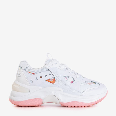 Biele a ružové cvičky s holografickými vložkami Etana - Obuv