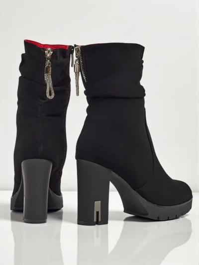 Ženski gležnarji iz eko usnja, mat, s peto Nivarelle