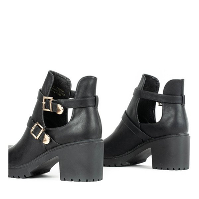 Czarne botki na słupku Rati - Obuwie