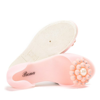 Różowe meliski z ozdobnym kwiatem Dina - Obuwie