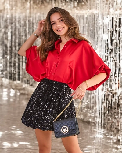 Royalfashion Krátka dámska sukňa so flitrami