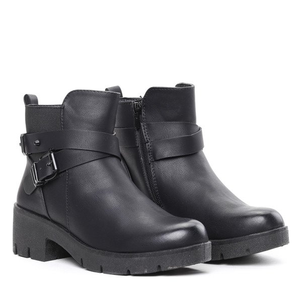 Czarne botki na grubym obcasie Geltrude- Obuwie