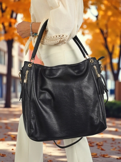 Ženska torba Atena Nero – elegantna črna torbica iz eko usnja