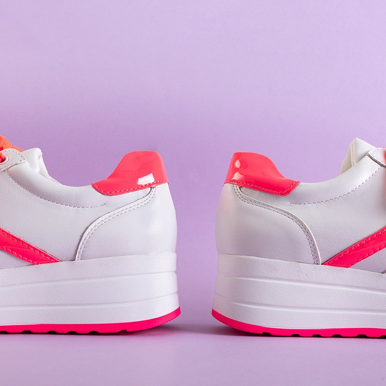 Biele a ružové športové tenisky pre ženy na platforme Dahn - Obuv