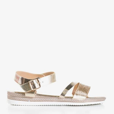 OUTLET Zlaté dámske sandále so zirkónmi Ido - Obuv