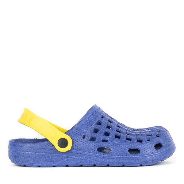 Granatowo - żółte klapki chodaki Salicana - Obuwie